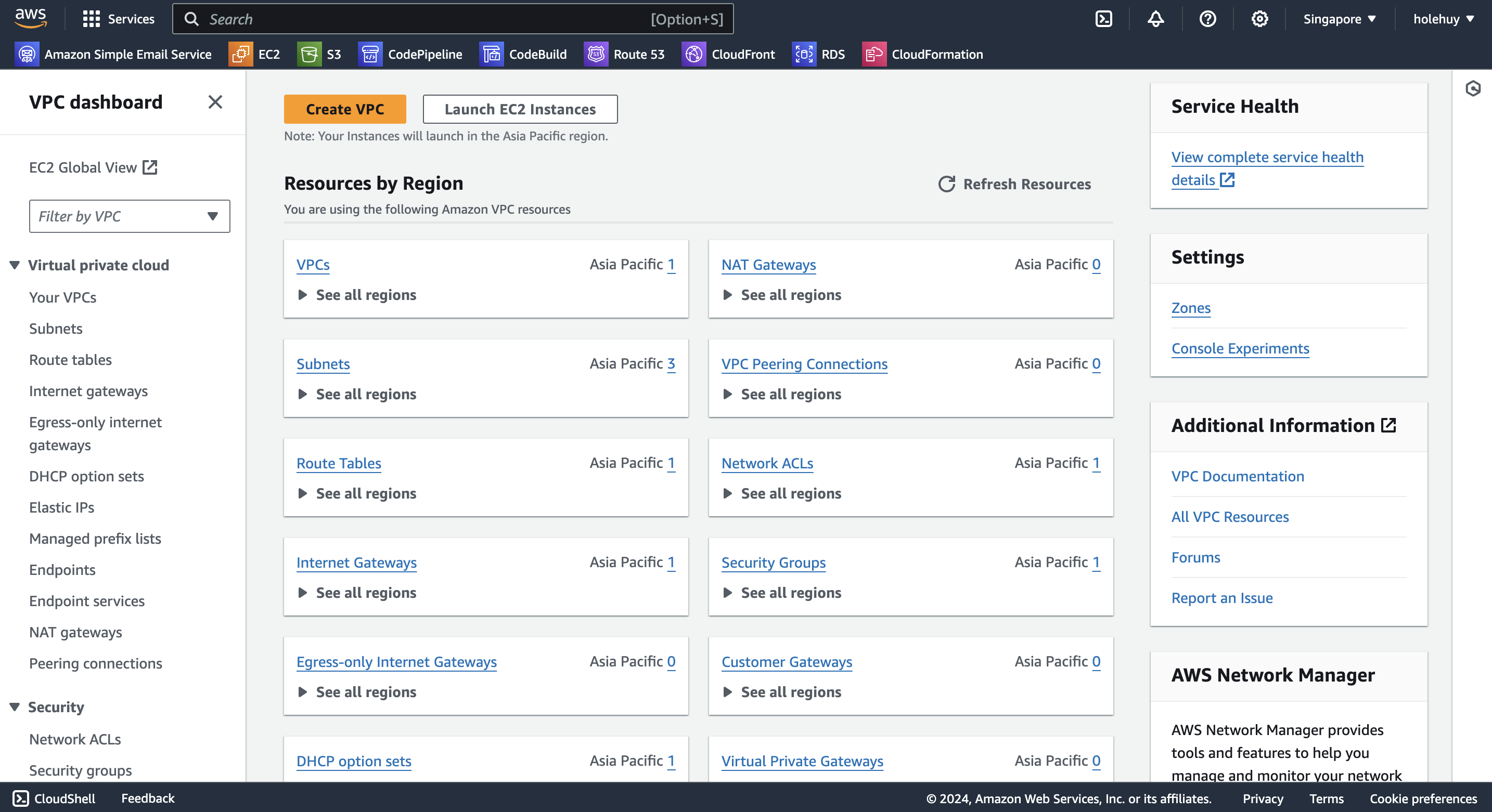 AWS VPC Console Management